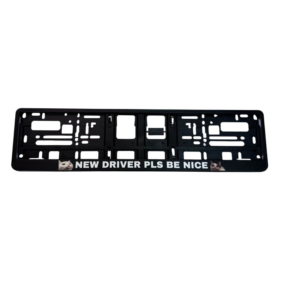 Ramka z napisem New driver pls be nice